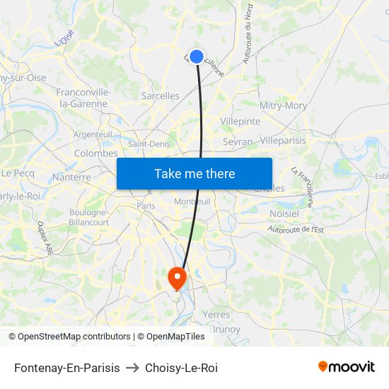 Fontenay-En-Parisis to Choisy-Le-Roi map