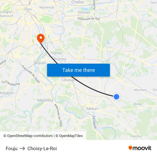 Fouju to Choisy-Le-Roi map