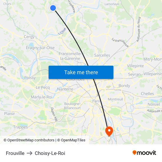 Frouville to Choisy-Le-Roi map