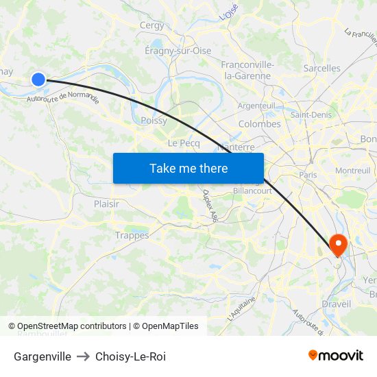 Gargenville to Choisy-Le-Roi map