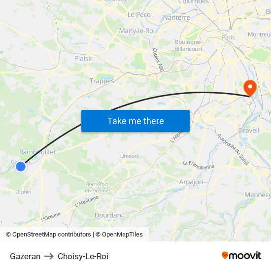 Gazeran to Choisy-Le-Roi map