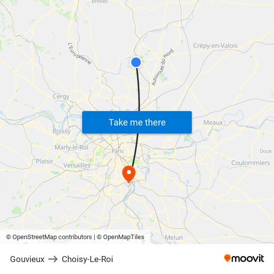 Gouvieux to Choisy-Le-Roi map