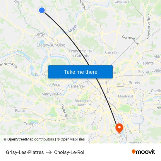Grisy-Les-Platres to Choisy-Le-Roi map