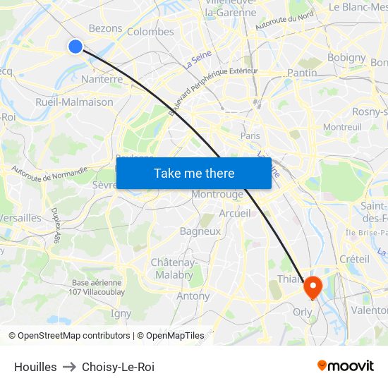 Houilles to Choisy-Le-Roi map