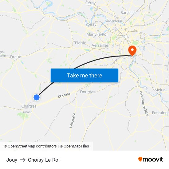 Jouy to Choisy-Le-Roi map