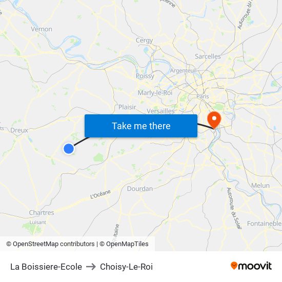 La Boissiere-Ecole to Choisy-Le-Roi map