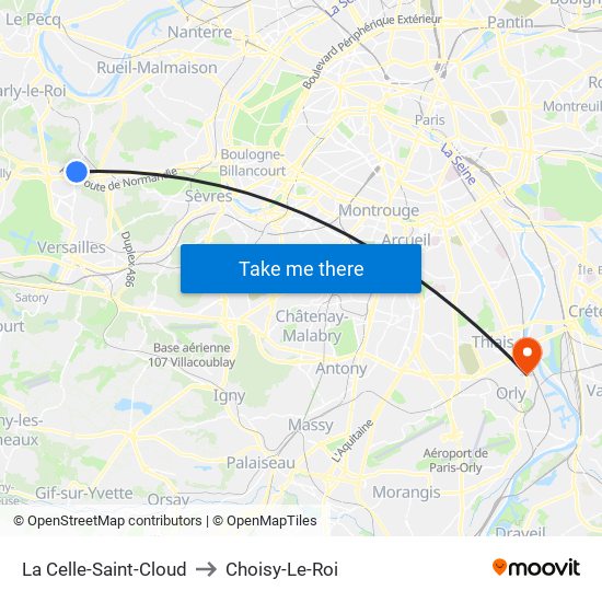 La Celle-Saint-Cloud to Choisy-Le-Roi map