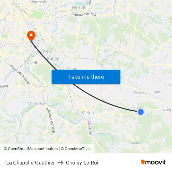 La Chapelle-Gauthier to Choisy-Le-Roi map