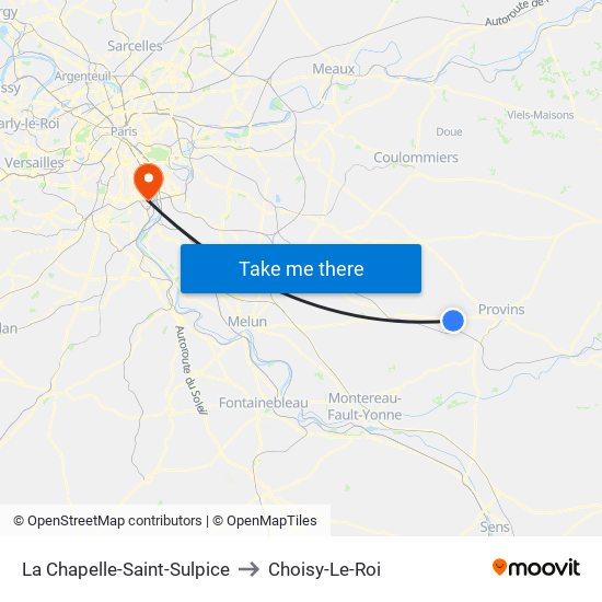 La Chapelle-Saint-Sulpice to Choisy-Le-Roi map