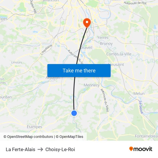 La Ferte-Alais to Choisy-Le-Roi map