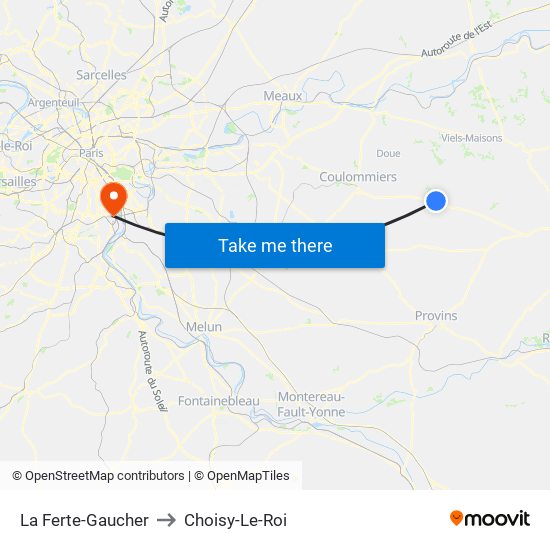 La Ferte-Gaucher to Choisy-Le-Roi map