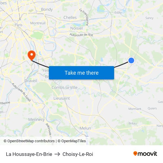 La Houssaye-En-Brie to Choisy-Le-Roi map