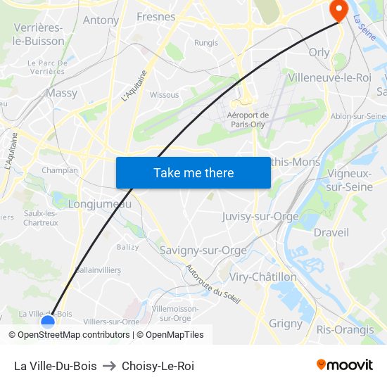 La Ville-Du-Bois to Choisy-Le-Roi map