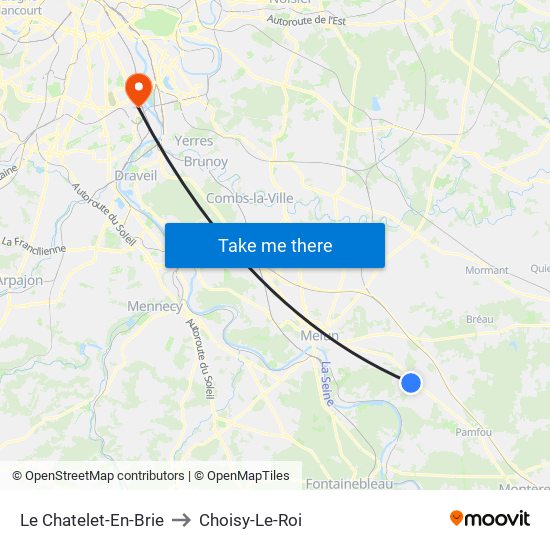 Le Chatelet-En-Brie to Choisy-Le-Roi map