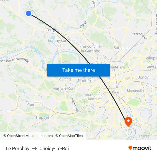 Le Perchay to Choisy-Le-Roi map