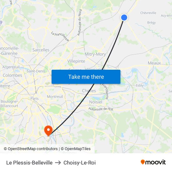 Le Plessis-Belleville to Choisy-Le-Roi map