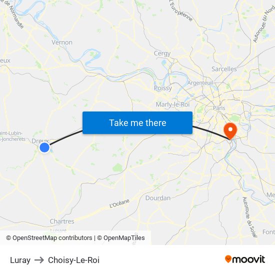 Luray to Choisy-Le-Roi map