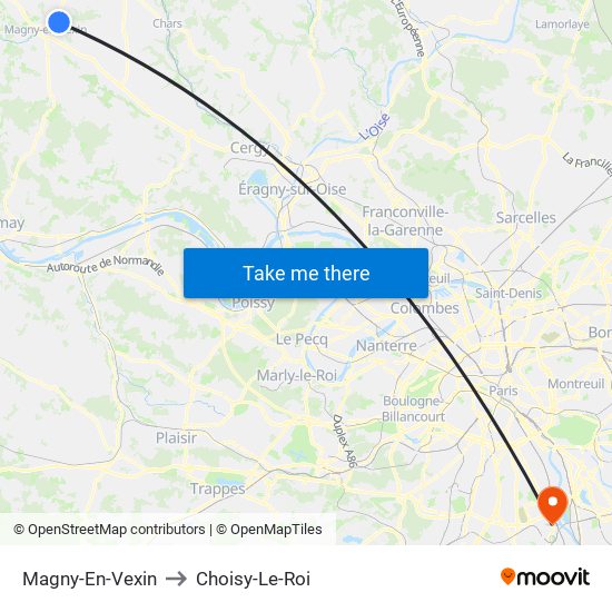 Magny-En-Vexin to Choisy-Le-Roi map