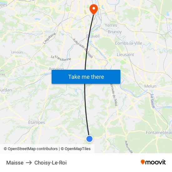 Maisse to Choisy-Le-Roi map