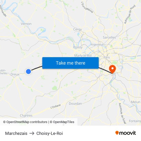 Marchezais to Choisy-Le-Roi map