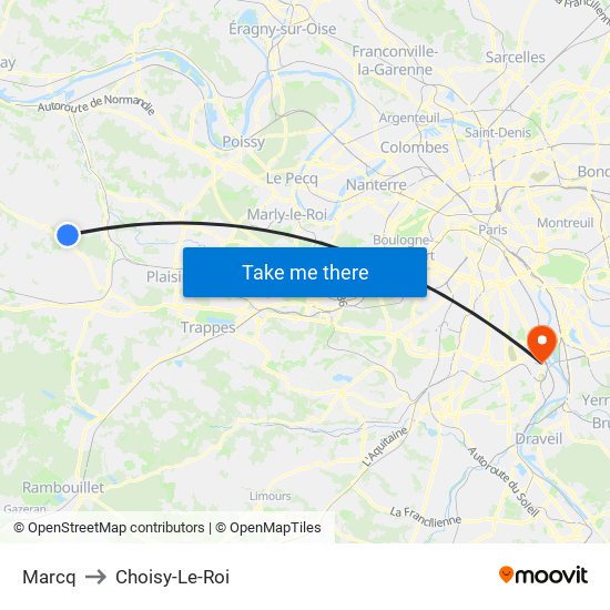 Marcq to Choisy-Le-Roi map
