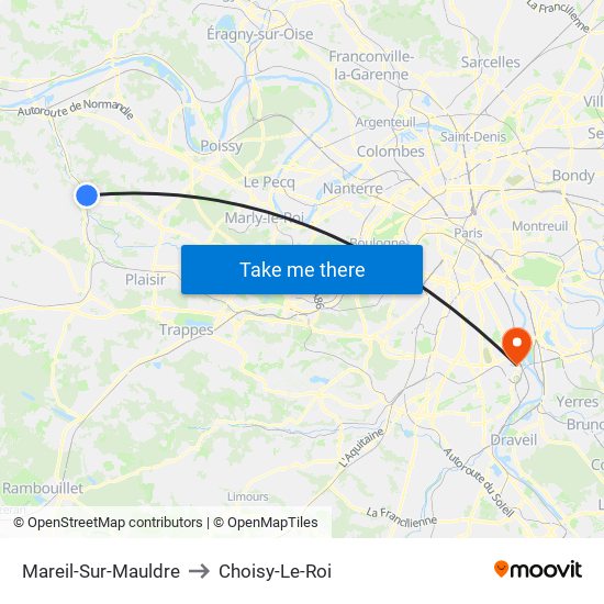 Mareil-Sur-Mauldre to Choisy-Le-Roi map