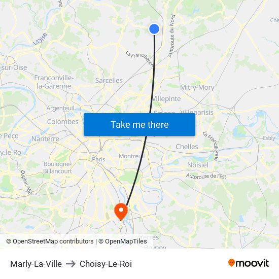 Marly-La-Ville to Choisy-Le-Roi map
