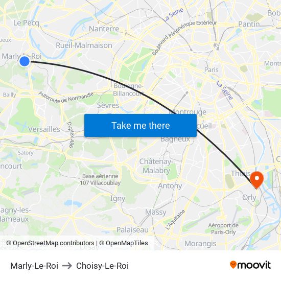 Marly-Le-Roi to Choisy-Le-Roi map