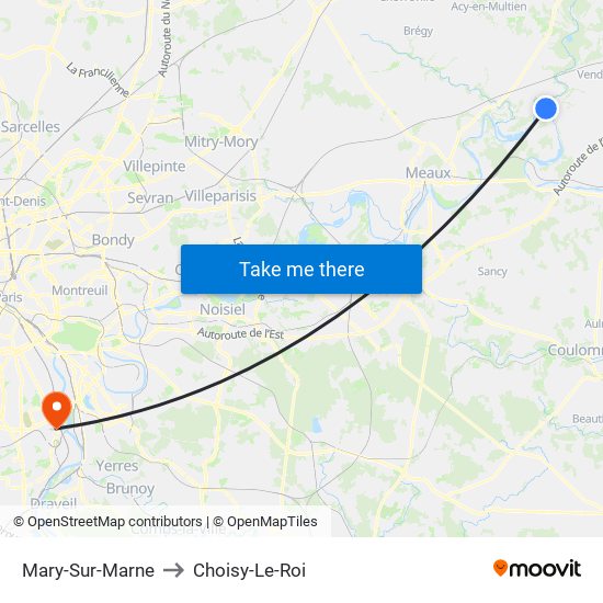 Mary-Sur-Marne to Choisy-Le-Roi map