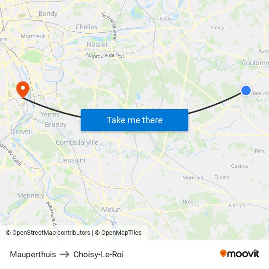 Mauperthuis to Choisy-Le-Roi map