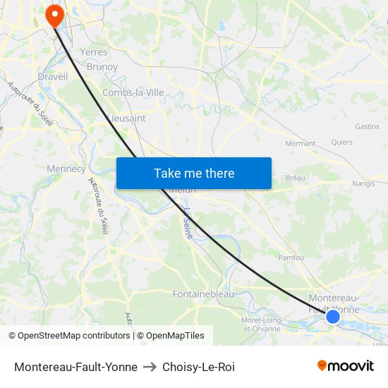 Montereau-Fault-Yonne to Choisy-Le-Roi map