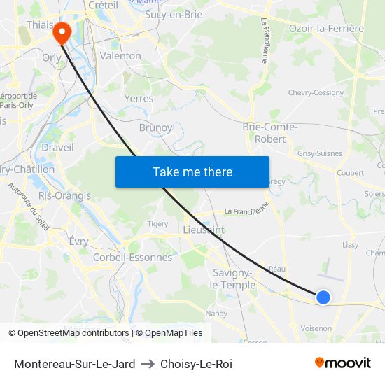 Montereau-Sur-Le-Jard to Choisy-Le-Roi map