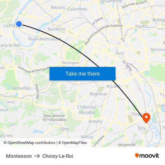 Montesson to Choisy-Le-Roi map