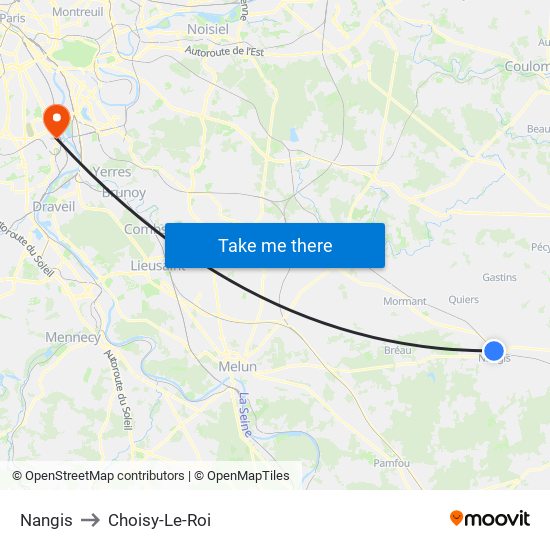 Nangis to Choisy-Le-Roi map
