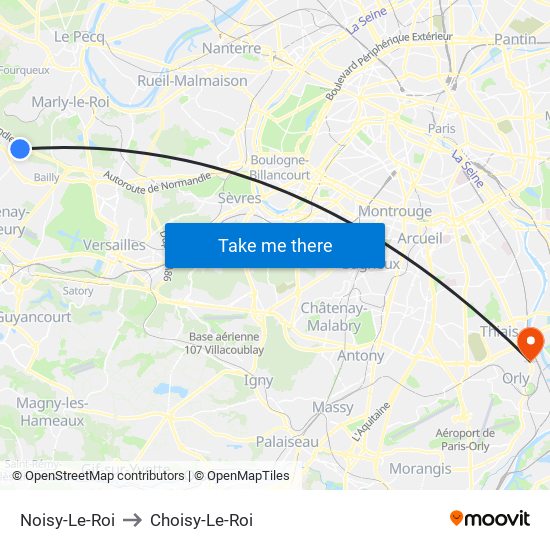 Noisy-Le-Roi to Choisy-Le-Roi map
