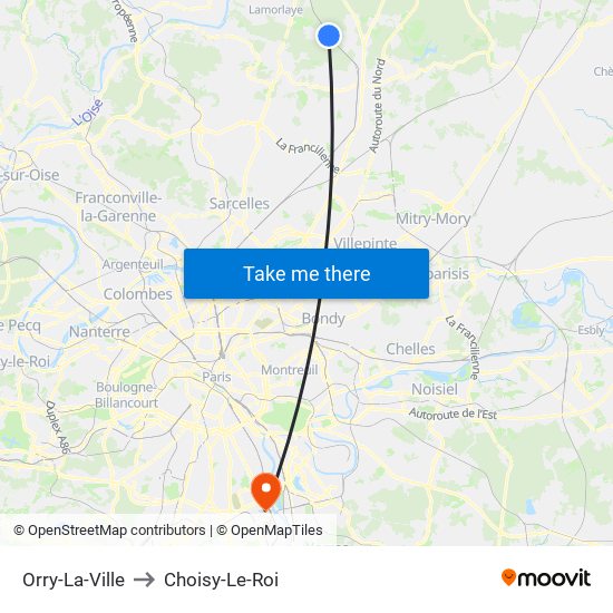 Orry-La-Ville to Choisy-Le-Roi map