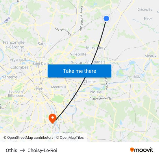 Othis to Choisy-Le-Roi map