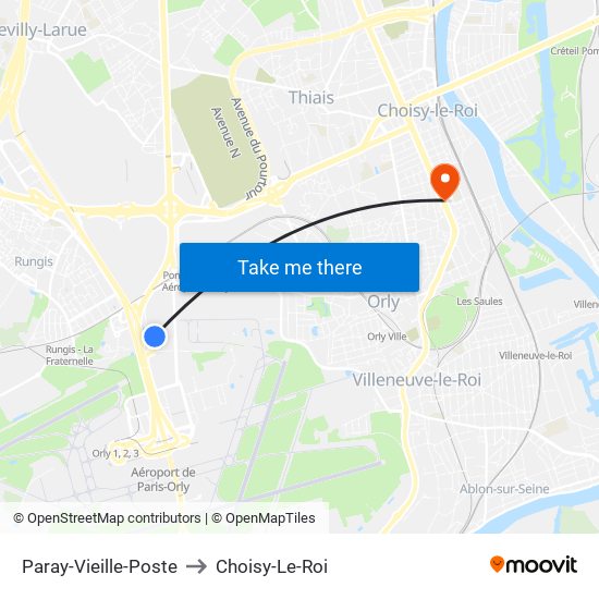 Paray-Vieille-Poste to Choisy-Le-Roi map