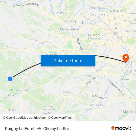 Poigny-La-Foret to Choisy-Le-Roi map