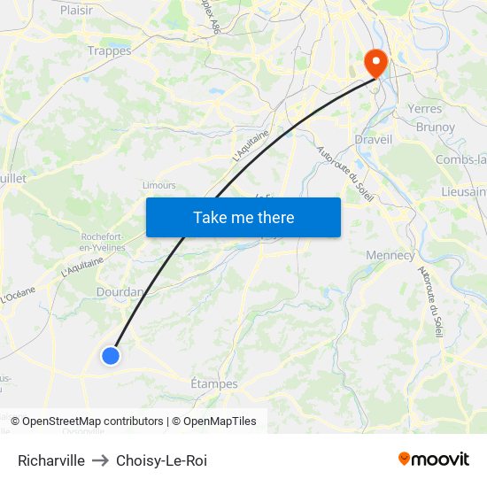 Richarville to Choisy-Le-Roi map