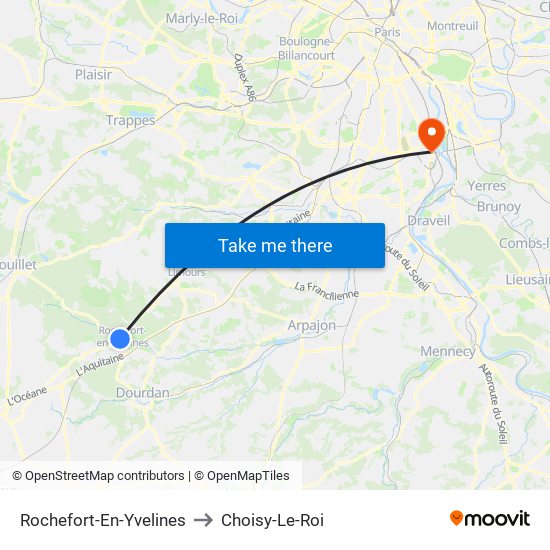 Rochefort-En-Yvelines to Choisy-Le-Roi map