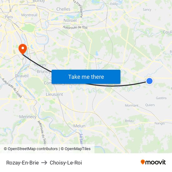 Rozay-En-Brie to Choisy-Le-Roi map