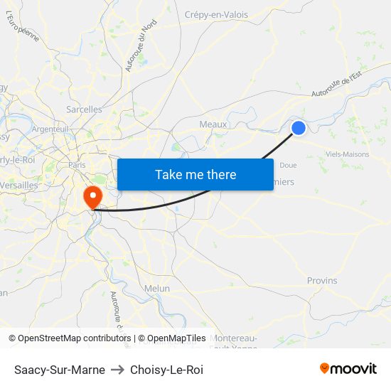 Saacy-Sur-Marne to Choisy-Le-Roi map