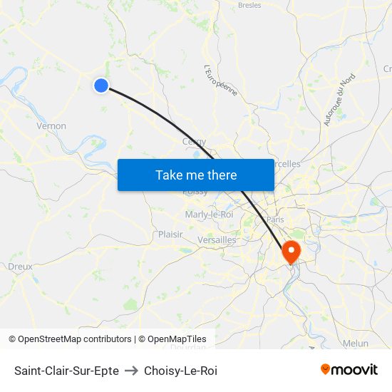 Saint-Clair-Sur-Epte to Choisy-Le-Roi map