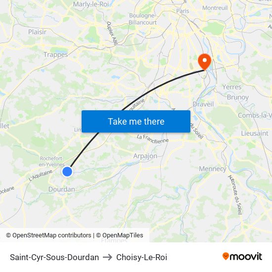 Saint-Cyr-Sous-Dourdan to Choisy-Le-Roi map