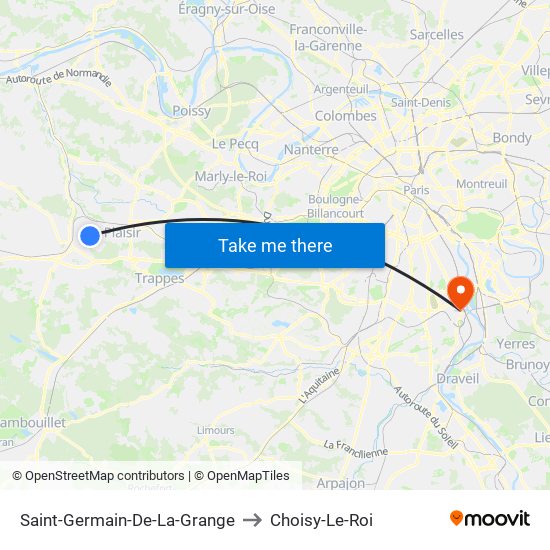 Saint-Germain-De-La-Grange to Choisy-Le-Roi map