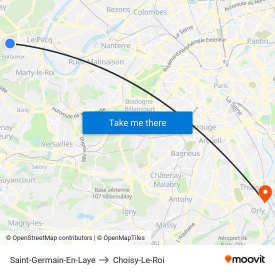 Saint-Germain-En-Laye to Choisy-Le-Roi map