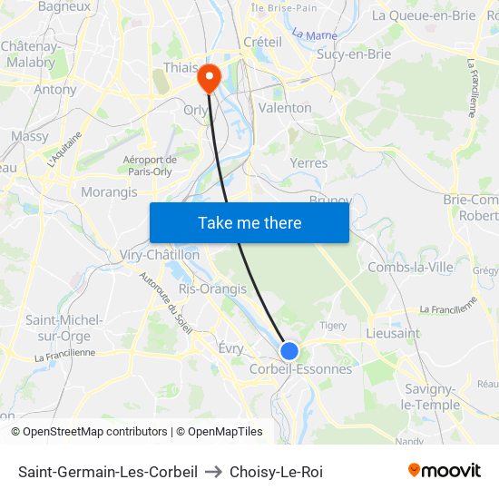 Saint-Germain-Les-Corbeil to Choisy-Le-Roi map