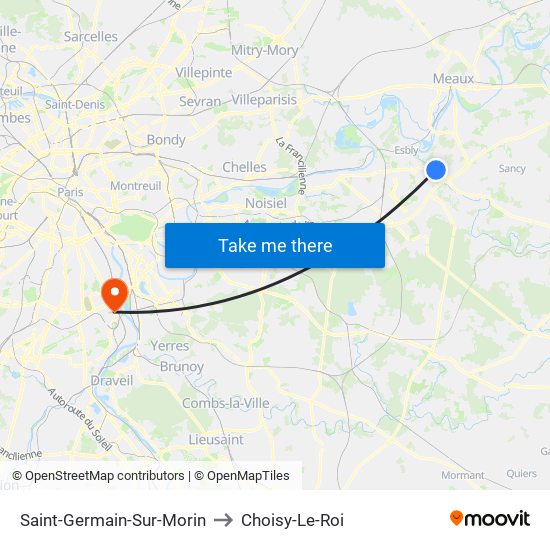 Saint-Germain-Sur-Morin to Choisy-Le-Roi map