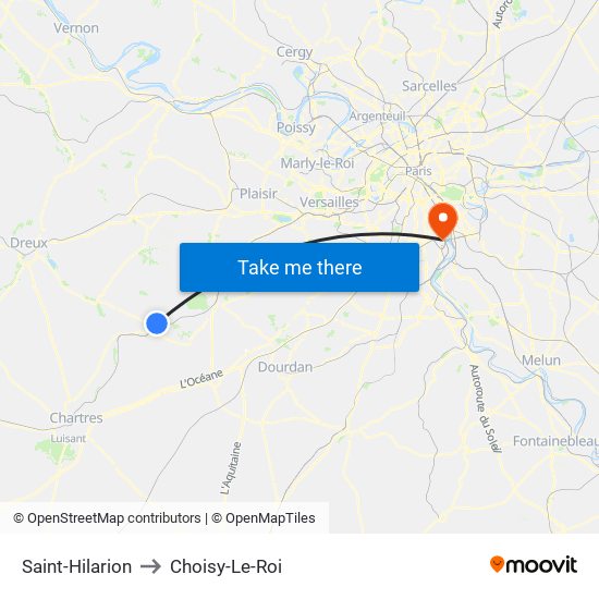 Saint-Hilarion to Choisy-Le-Roi map